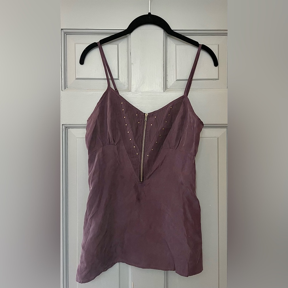 Heartloom plum top with bronze stud detail